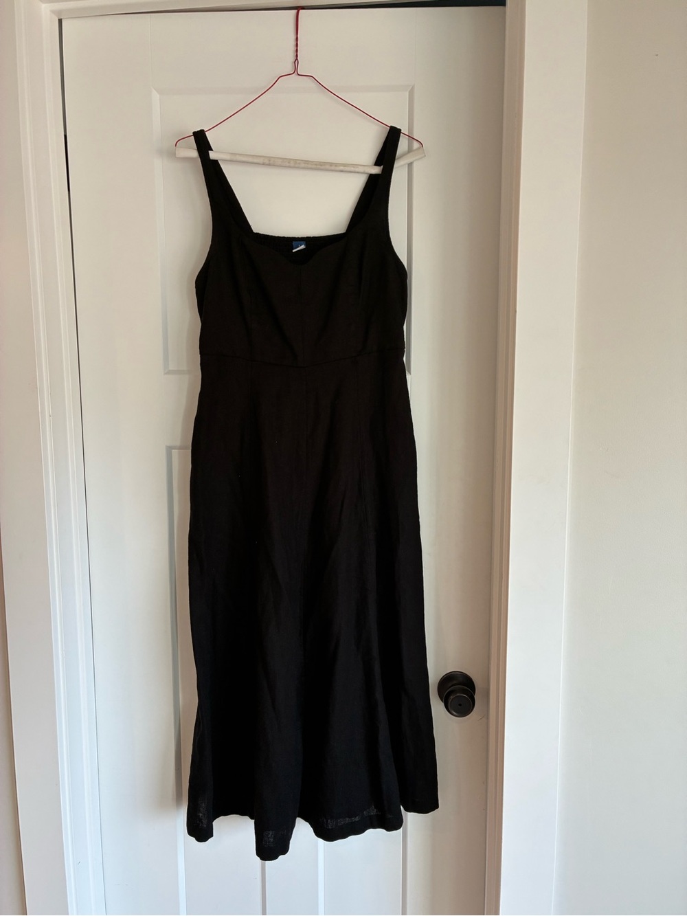 Old Navy Linen Blend Black Sleeveless A-Line Maxi Dress sweetheart neck Small